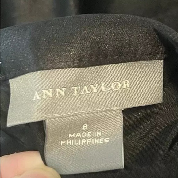 Ann Taylor Skirt Size 8 Pleated Flouncy Shiny Black Side Zip Dressy Silk Wool - Picture 6 of 6